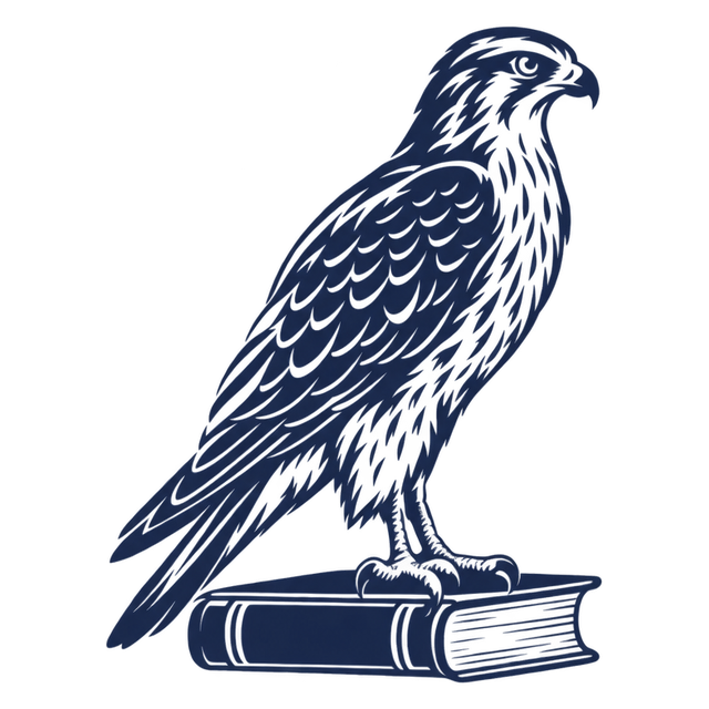 The Bookhawk Press colophon: a hawk perched on a closed book.