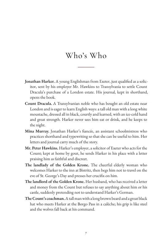 A page of the who's who in our Dracula. Opens the page full size.