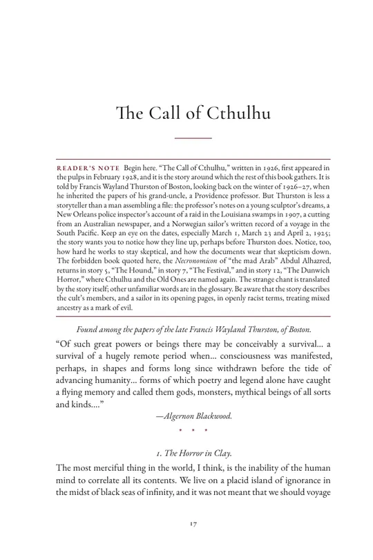 “The Call of Cthulhu”, with its reader’s note