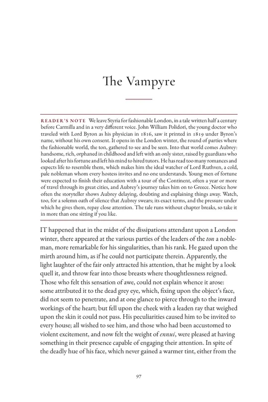 The opening of The Vampyre, with its reader’s note