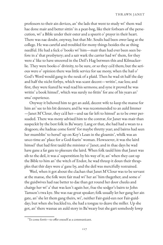 Thrawn Janet, told in Scots, with Stevenson’s own footnote
