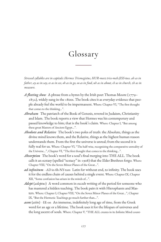 The glossary, with pronunciation