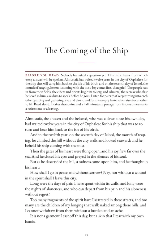 The Coming of the Ship, with Before you read